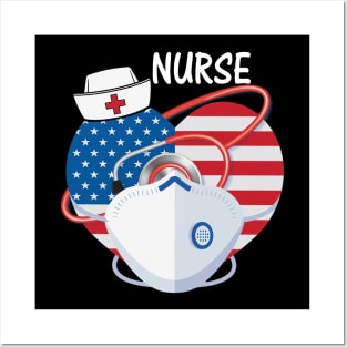 Proud Nurse - Flag USA Nurse Posters and Art